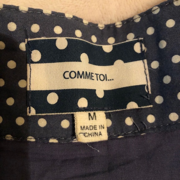 Comme Toi Knee Length White Polka Dot  Blue A-line Skirt Size M 6/8 - Picture 9 of 9